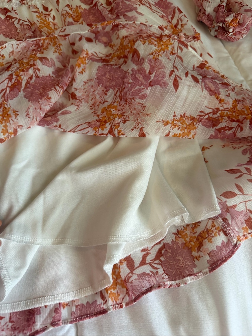 Trixxie Cream and pink/ mauve Long-Sleeve Floral Tiered - Picture 7 of 9
